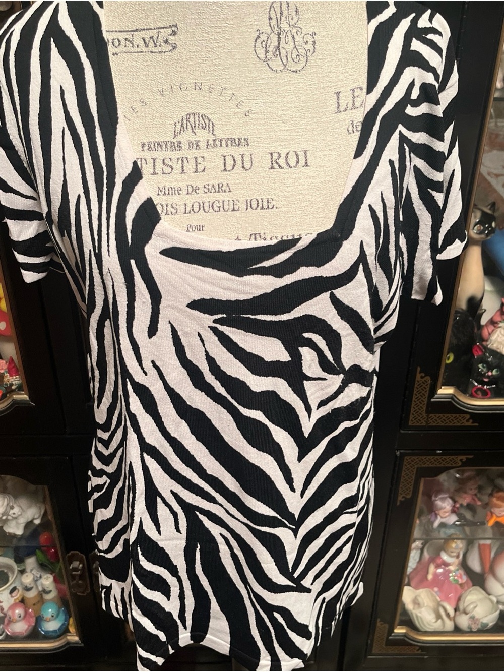 Dana Buchman Signature Women’s Zebra Animal Print Short Sleeve Top XL Rayon